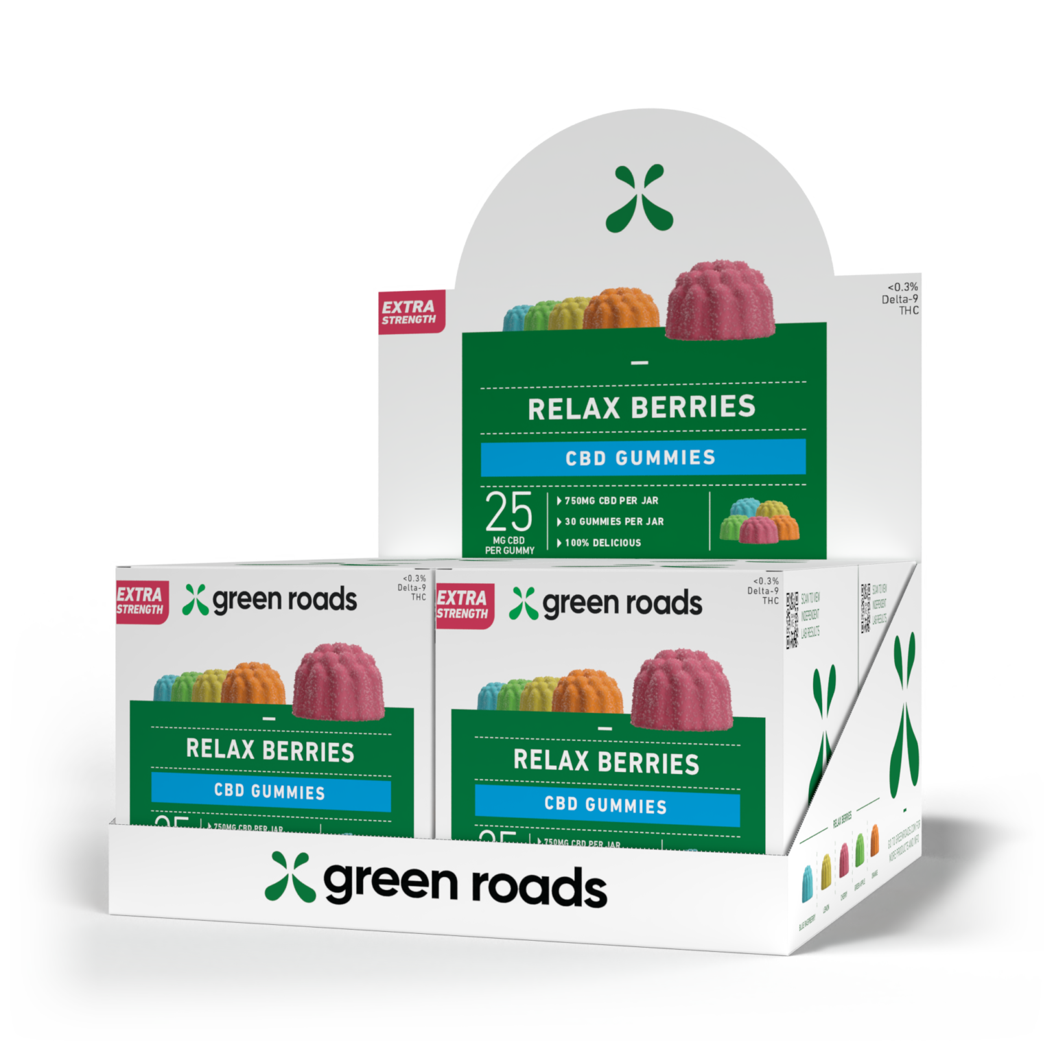 GREEN ROADS WORLD Extra Strength CBD Relax Berries/Bears – 25mg - Cool