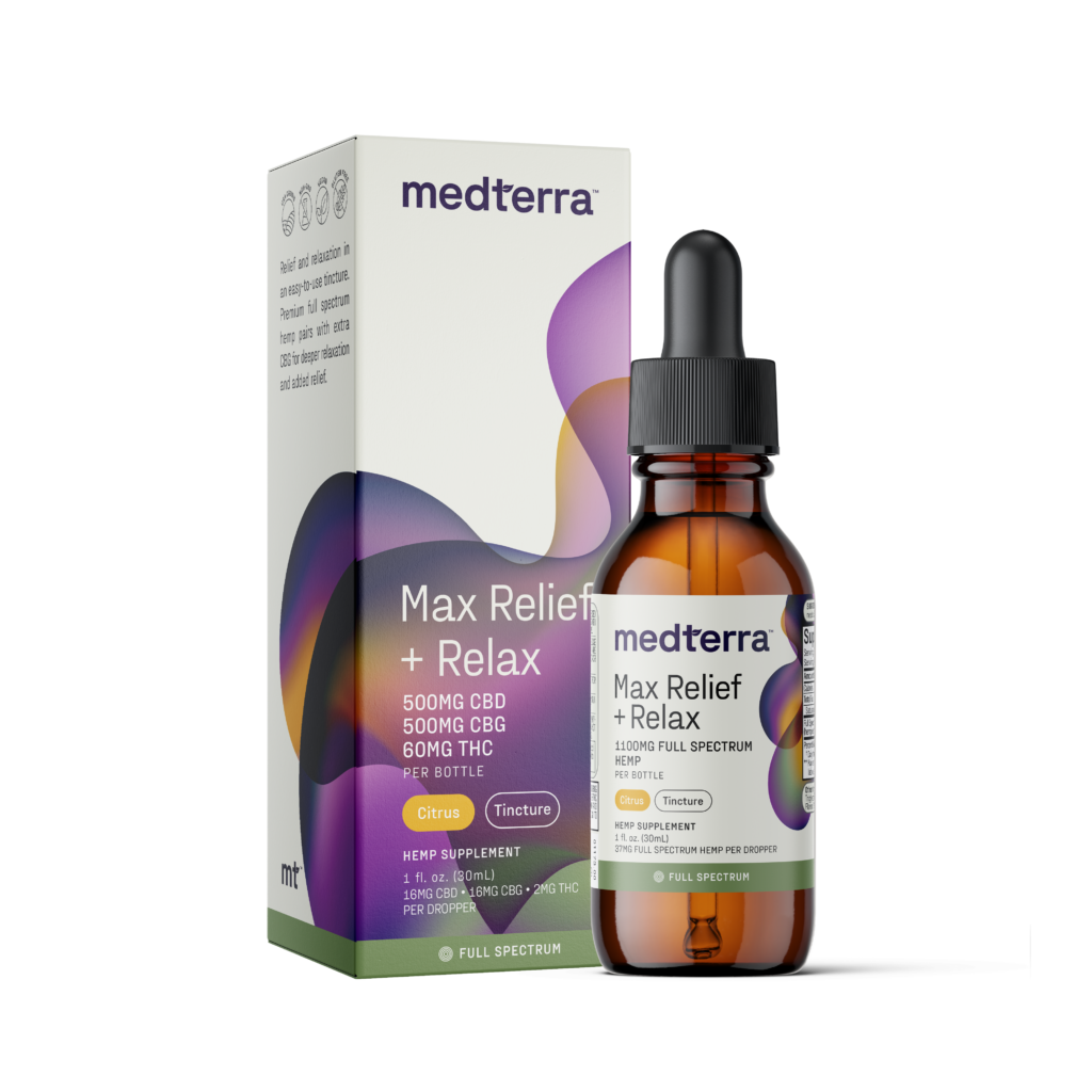Medterra CBG+CBD Max Relief + Relax Oil Tincture - Cool Blue Distribution