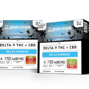 GREEN ROADS WORLD CBD +THC Relax Gummies – 4500mg - NY & VA Approved!