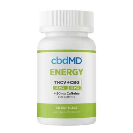 cbdMD Energy THCV+CBG 30ct Softgels - FRONT